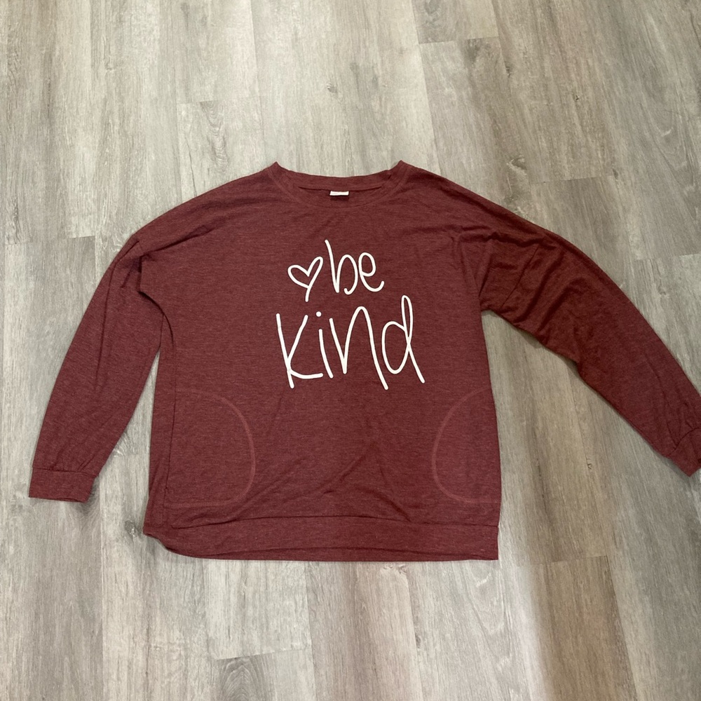 Mom’s Care Be Kind Heart Pink Top Long Sleeve Large